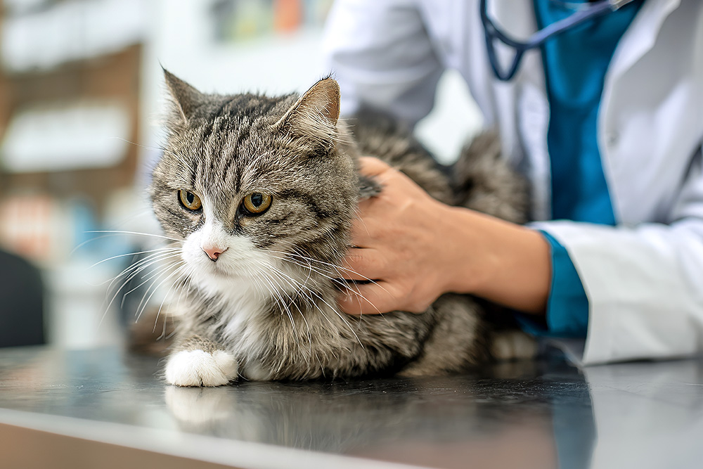 veterinarian holding kitten