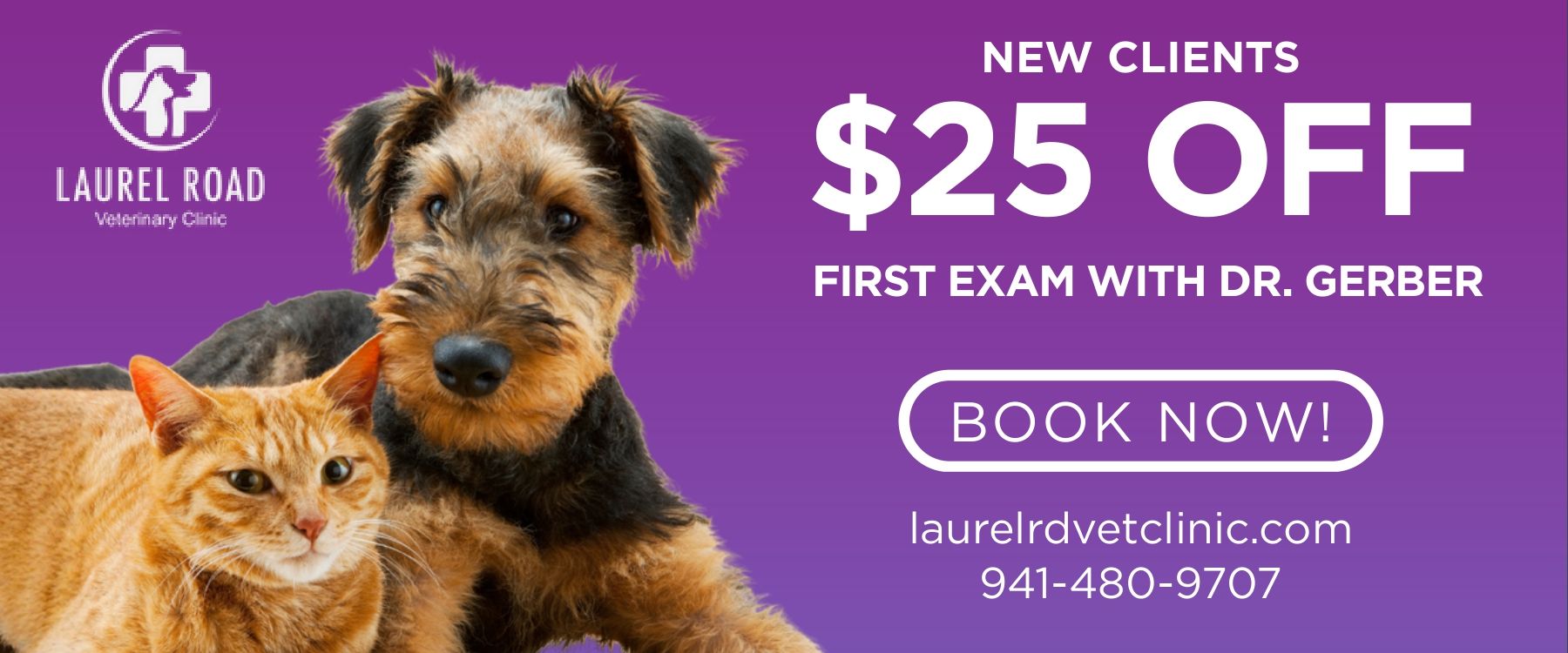 cat dog veterinary clinic advertisement
